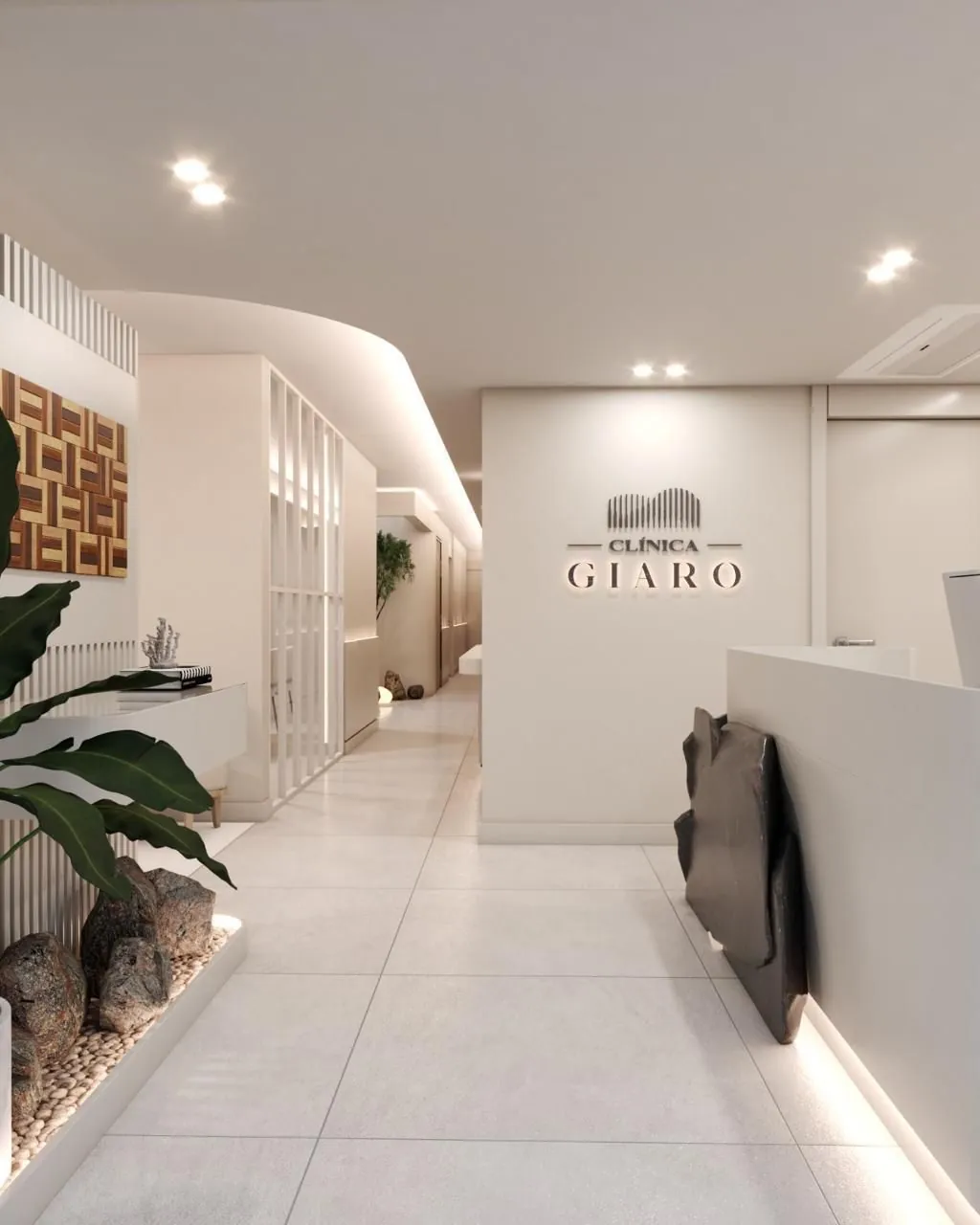 Corredor de entrada e recepção da Clínica Giaro