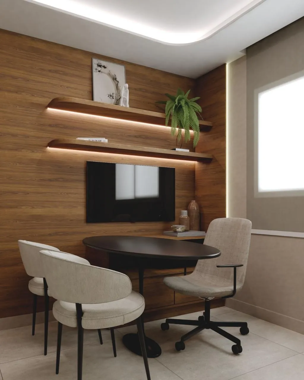 Consultório médico da Clínica Giaro com mesa oval