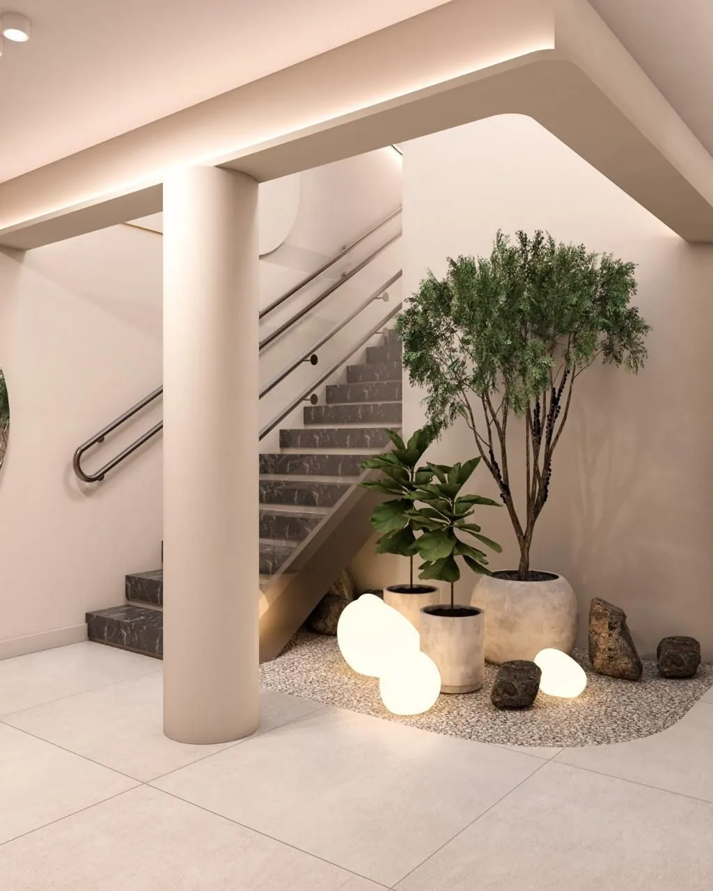 Escada e jardim interno da Clínica Giaro
